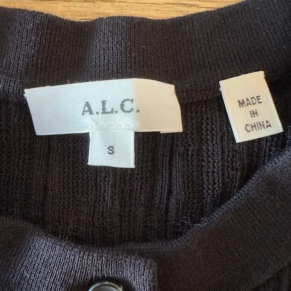 A.L.C. Fisher Fine Cotton Slim Fitting Knit Cardigan-Black-Womens Small-RRP $325 - Picture 5 of 15